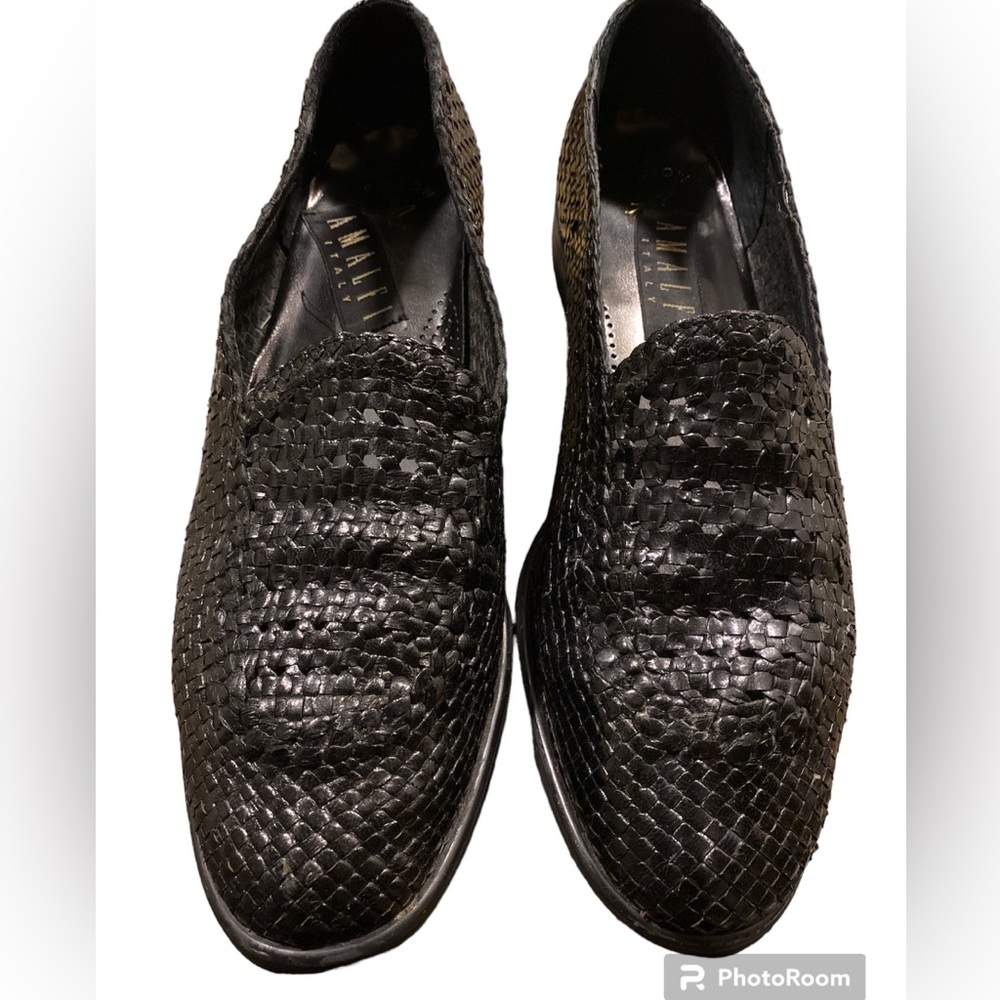 AMALFI MENS SLIP ON LOAFER WOVEN LEATHER DRESS SHOES SIZE 12